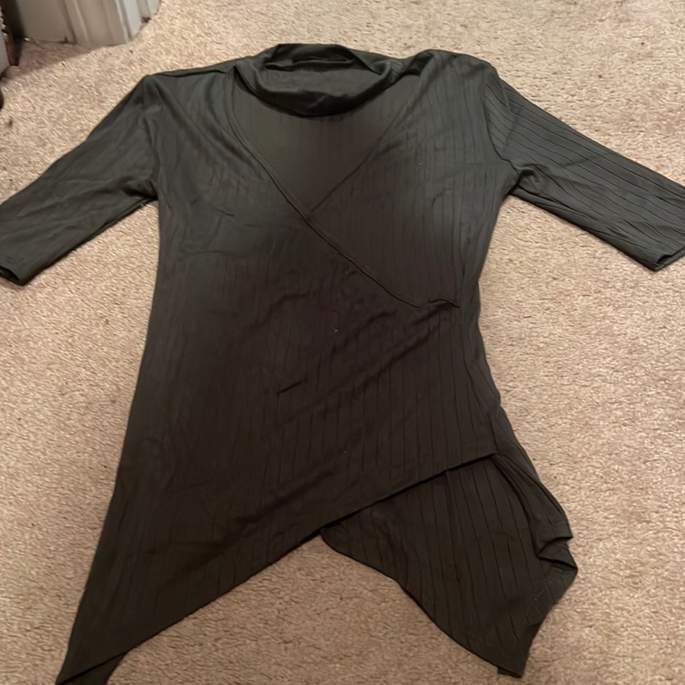 Papaya faux wrap top with chicken neck